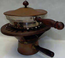 Excellent Rare Vintage Sterno Ware Fondue Heater CASSEROLE Warmer Copper & Brass picture