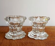 1970s Vintage Reims France Clear Glass Taper Tealight Candleholders Set of Two picture