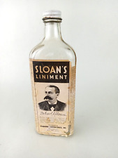 Vintage SLOAN'S LINIMENT Empty Medicine Bottle Paper Label Metal Cap 1930's picture