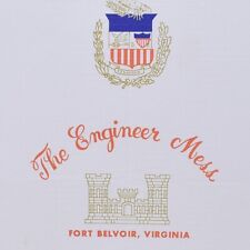 1950s US Army Base The Engineer Mess Restaurant Placemat Fort Belvoir Virginia picture