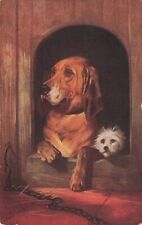 Artist Signed Landseer Dignity & Impudence Bloodhound & Terrier Vintage Postcard picture