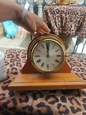 Benchmark Ship's Bell  Quartz Clock Wooden Base Germany picture