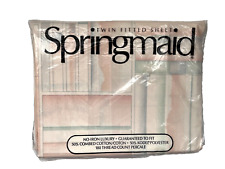 Vtg Springmaid Pink Grey Twin Fitted Sheet, No-Iron Percale, Made in USA, New picture