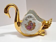 Antique Oscar Schaller & Co Gilded Porcelain Swan Hallerstein Mark circa 1920 4