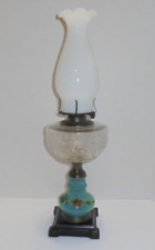 Antique P & A Mfg. Glass Oil Lamp - Hand Painted Flowers Waterbury Conn picture