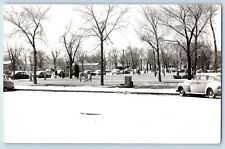 Larimore North Dakota ND Postcard RPPC Photo Bode Cars Park Scene c1950's picture