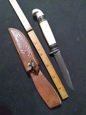 Vintage White Delrin Handle WESTERN BOULDER COLO. PAT'D U.S.A. Fixed Blade Knife picture