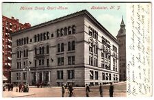Monroe County Court House Rochester NY c1900s UDB People Bicycle Horses Postcard picture