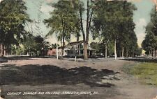 Corner Summer & College Street Galva Illinois IL Houses c1910 Postcard picture