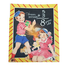 Vintage 1940s Children’s 8th Birthday Card Boy & Girl Quality Cards picture