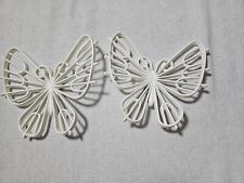 Vintage MCM 2 Butterflies White Wall Plastic Hanging One Pair picture