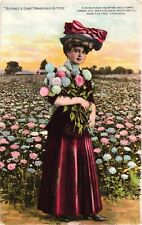 Advertising Pretty Lady ROCKFORD SEED FARMS Flowers Rockford Illinois Postcard picture