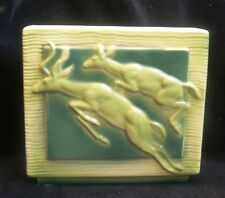 Vintage Royal Copley Chartreuse Lime Dark Green Planter Leaping Deer Planter picture
