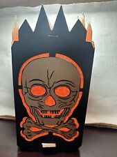 Vintage Skull Crossbones Skeleton Halloween Lantern Cardboard Lighted Cord (C238 picture