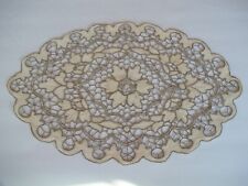 Vintage Guipure Needle Lace Beige Doily Handmade Tight Stitches Flowers picture