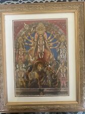 Hindu Religious Rare Old & Unique Poster of Mata Amba Durga Sherawali  picture