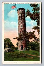 Shelburne Falls, MA-Massachusetts, Massomet Fire Tower c1938, Vintage Postcard picture