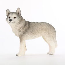 Husky Figurine Hand Painted Collectible Statue Gray/White Brown Eye picture