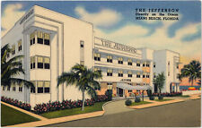 Art Deco Jefferson Hotel Miami Beach FL 1937 VTG Teich Linen Postcard picture