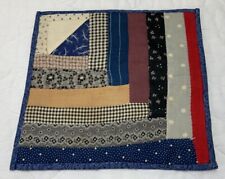 Vintage Antique Patchwork Quilt Table Topper, Log Cabin, Early Calicos, Blue picture