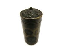 Small Antique Metal Case Cylinder Flower Print on Cap picture