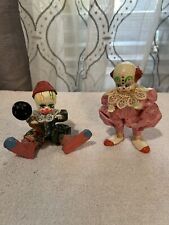 Lot of 2 Vintage Paper Mache Clowns Figurines Hand-Painted Made in Mexico picture