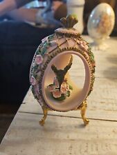 Franklin Mint House of Faberge Hummingbird  Flowered Egg Gold Tone Base picture