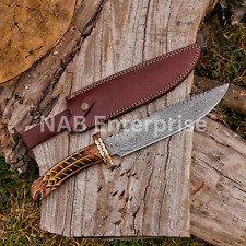Fancy Unique Eagle Head Wood Engraved Damascus Steel Handmade Knife Rare Knife. picture