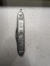 Vintage Masonic 2 Blade Folding Knife All Seeing Eye RARE picture