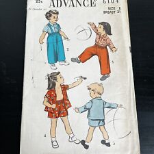 Vintage 1950s Advance 6104 Toddler Shirt Pants + Straps Sewing Pattern 2 CUT picture