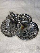 Vintage Wallace Baroque Silverplate Clam Shell 3 Comp Serving Tray Footed Dish. picture