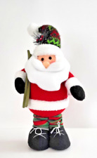 Santa Claus with Skis Christmas Felt, Material, Wood, Holly 14