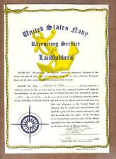 United States Navy Recruiting Service Landlubbers Certificate, 1965, Acceptance picture