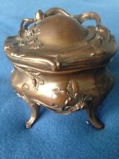 Vintage Antique Brass Bronze Trinket Box Footed Very Good-No nicks or dents-nice picture