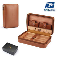 Travel Wood Humidor 4CT Cigar Case Holder Storage Box Portable Leather Gift Box picture