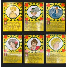 6 Antique Valentine Poetry Ladies c1900s Postcards Signed Bishop 5 Unused Epheme picture