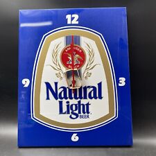 NOS Vintage Beer Advertising Sign Store Metal NATURAL LIGHT Clock 19.25” X 17” picture