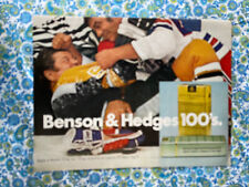 🔥🔥Vintage 1972 Benson & Hedges Cigarettes Print Ad Hockey Game Fight 🔥🔥 picture