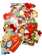Vintage Die Cut Valentine Hot Air Balloon Tree Swing Elf Fisherman GI Lot of 13 picture