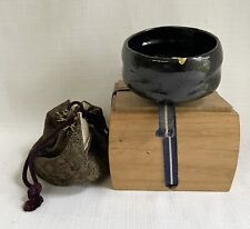 Japanese Matcha Tea Bowl Vintage From Izumo With Silk Bag & Box Signed picture