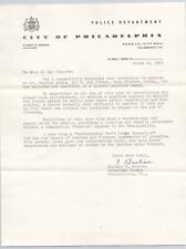 Pennsylvania Philadelphia Police Department Typed Firearms Marksman Letter 1962 picture