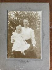 Vintage C 1900 Woman Holding Child Black & White Photo picture