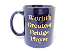 Vintage Worlds Best Bridge Player Cobalt Dark Blue Mug  picture