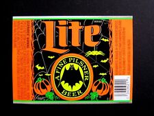 Miller Brewing LITE A FINE PILSNER BEER beer label WI 12oz Bats Pumpkins Spiders picture