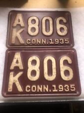 1935 Connecticut License Plates AK 806 Pair picture