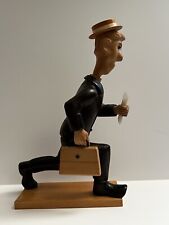 Vintage Italian Romer Business Man w/Briefcase Carved Wood Sculpture Figurine picture