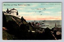 Mackinac Island MI-Michigan, Block House, Village, Antique Vintage Postcard picture