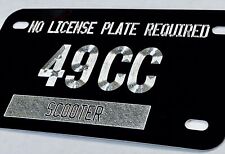 Scooter Tag No License Plate Required 49cc 49 CC Diamond Etched Metal 7x4 Tag picture