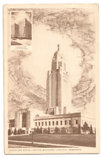 Nebraska State Capitol and Hotel Cornhusker-Lincoln, NE-antique 1948 posted picture