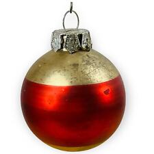 Vintage Mercury Glass Ornament Striped Ball Red Gold 2